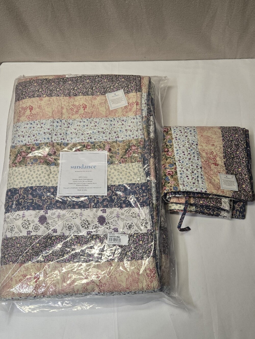 Sundance Living Blossoming Fields Quilt Patchwork Floral King + Pillowcase NWT